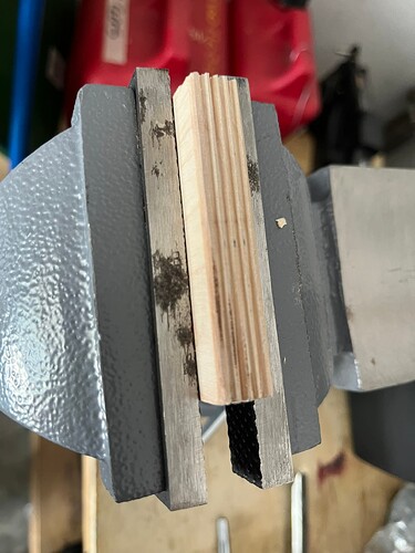 Turned Ninety Degrees and Sawed Again. Note that I've only done lines 5 mm apart. I went back to make lines between those, yielding 2.5 mm.