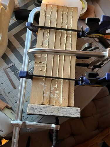 glued block in clamps