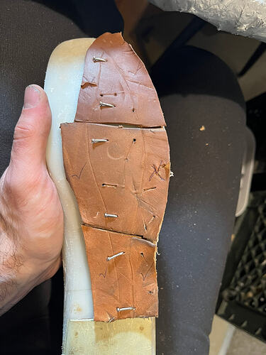 Round 2. I've cut new flaps deeper into the scrap pieces on the lateral side.